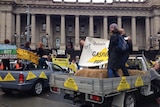 Utes block Spring St Melbourne in fracking protest