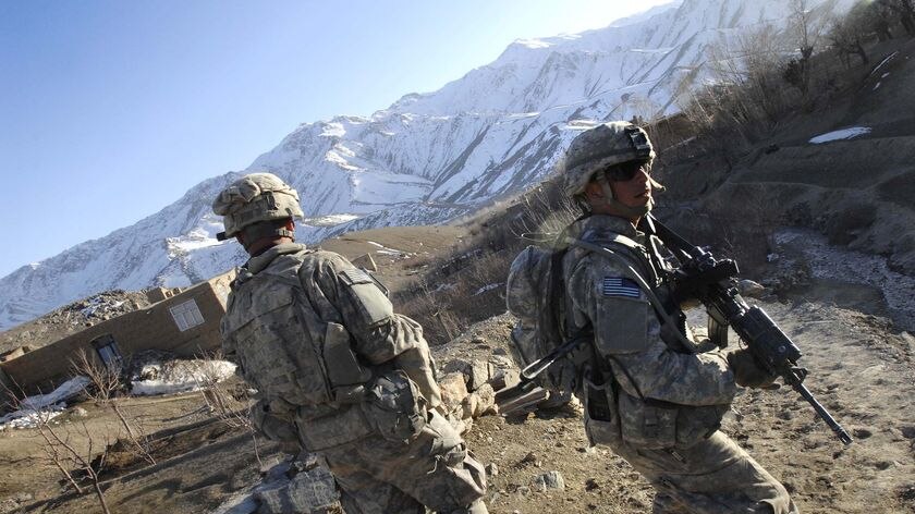 Soldiers patrol in Afghanistan