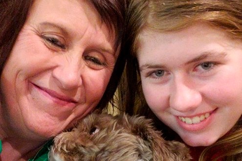 Jayme Closs and her aunt and a dog, after Jayme's escape.