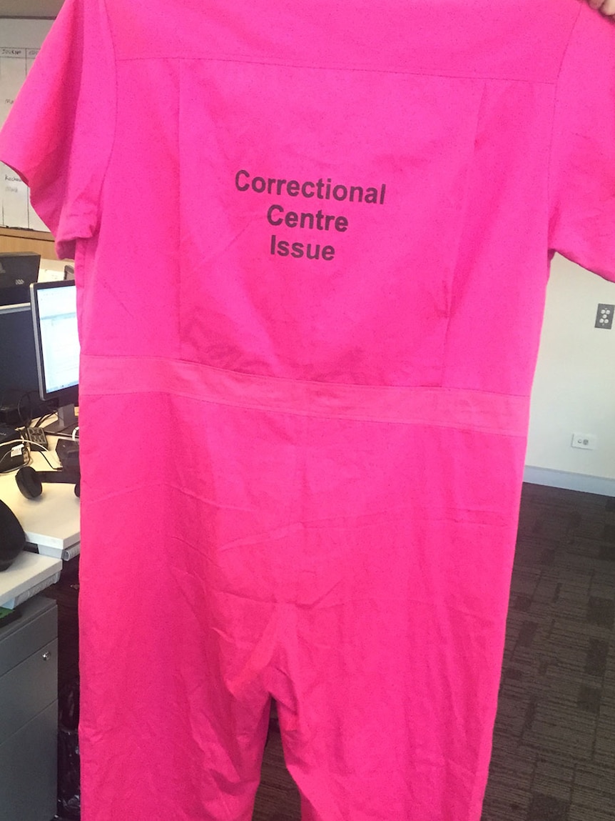Pink jumpsuit worn in prison by 27 male inmates in Queensland.