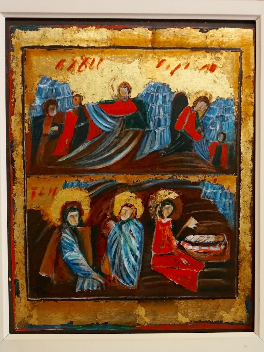 Romanian painting of a nativity scene.