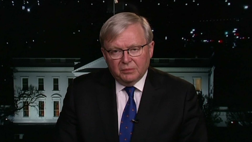 Former Prime Minister Kevin Rudd. Interview from Washington by 7.30. 25 April 2018