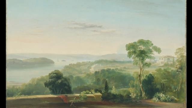 Landscape painting  'View from Rose Bank' 1840 by Conrad Martens