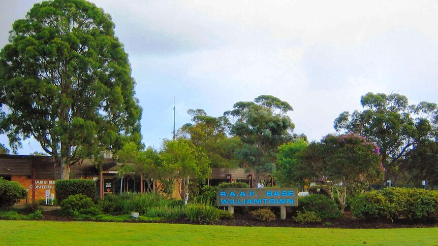 A garden and buildings at RAAF base Williamtown