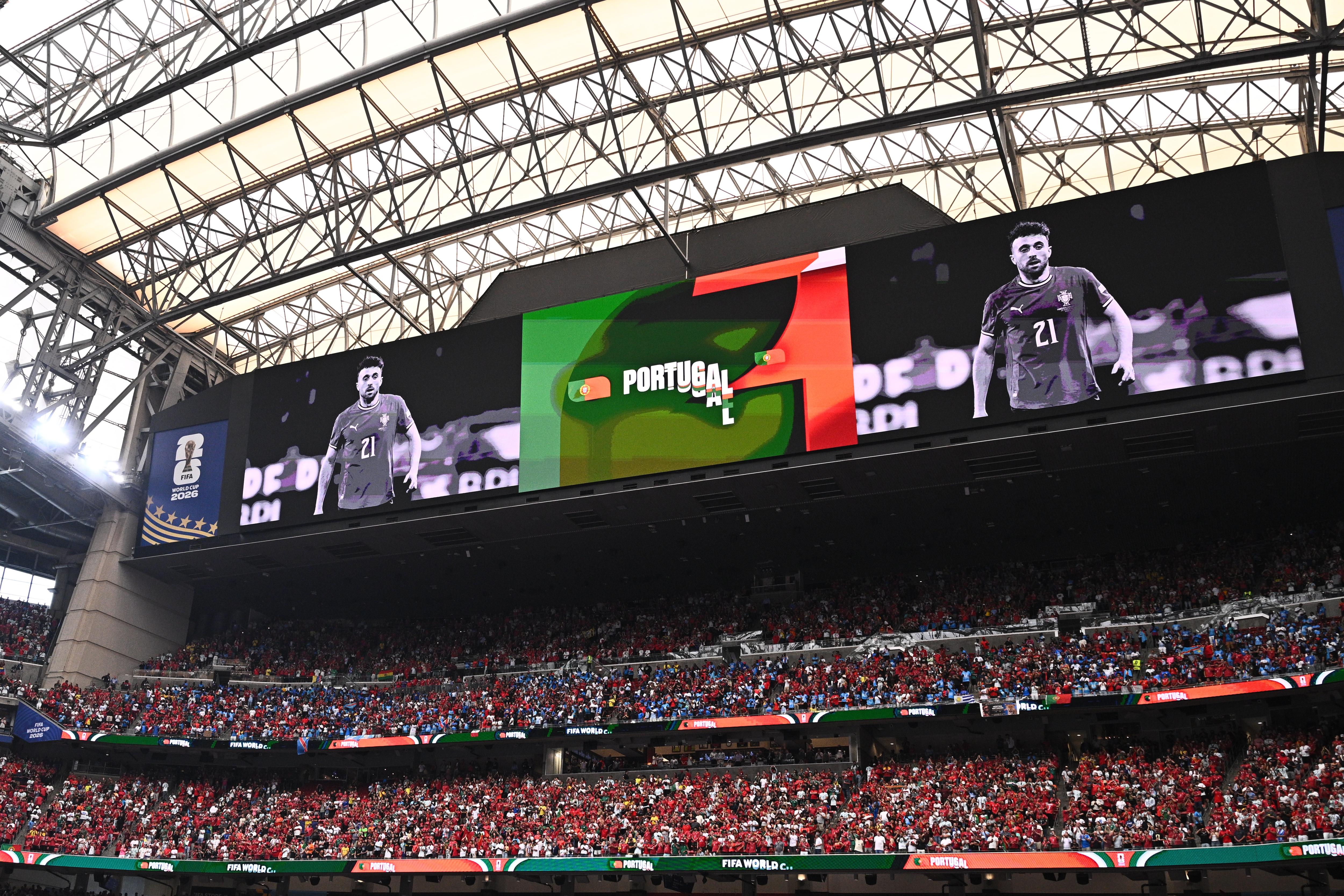 Diogo Jota shown on big screen