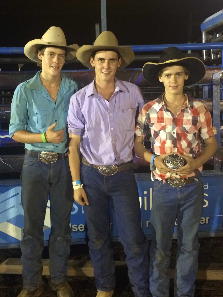 Lockie, Jay and Beau Spilsbury, young rodeo riders
