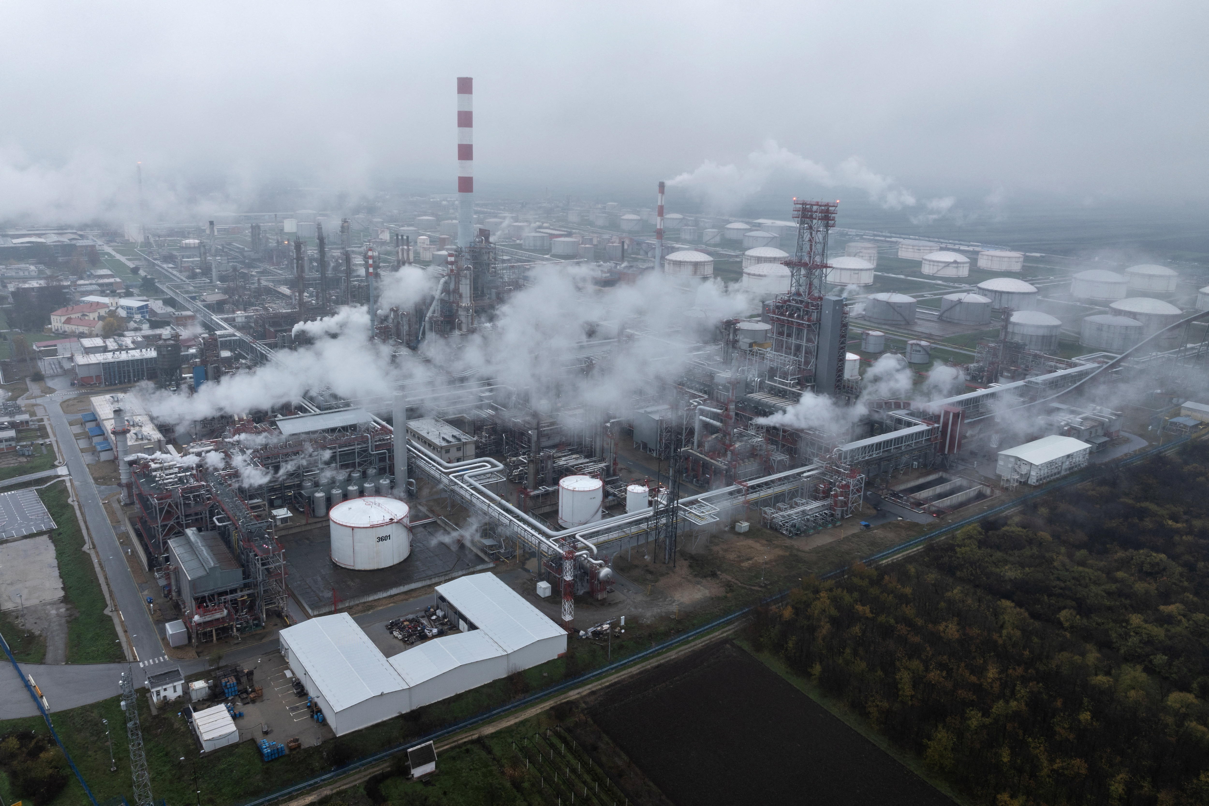 A drone view shows Serbia's majority Russian-owned NIS oil refinery