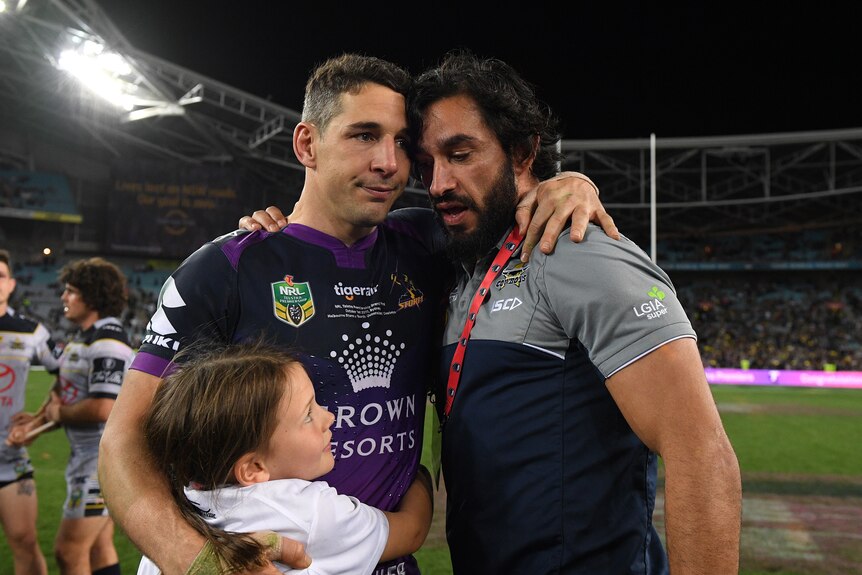 Billy Slater consoles Johnathan Thurston