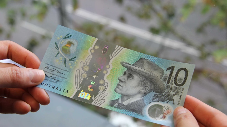 The blue coloured signature side of the new $10 bank note