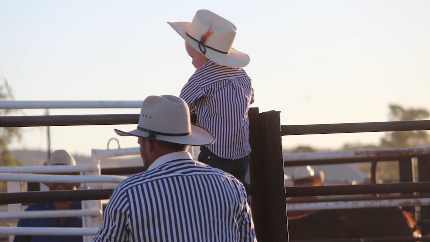 A young spectator watches the rodeo at Carrieton.
