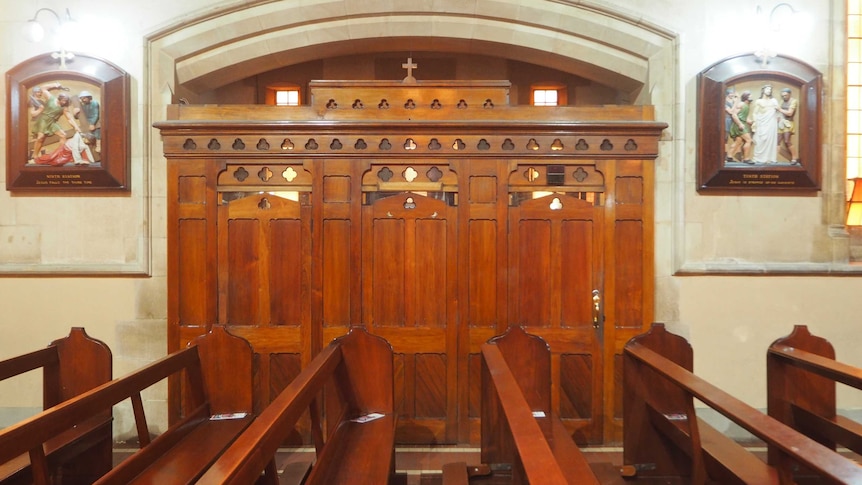 Confessional box at Adelaide's St Francis Xavier Cathedral