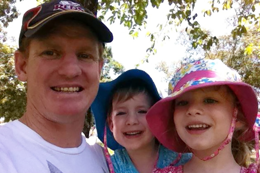Michael Watter with his two daughters Isabella and Bronte