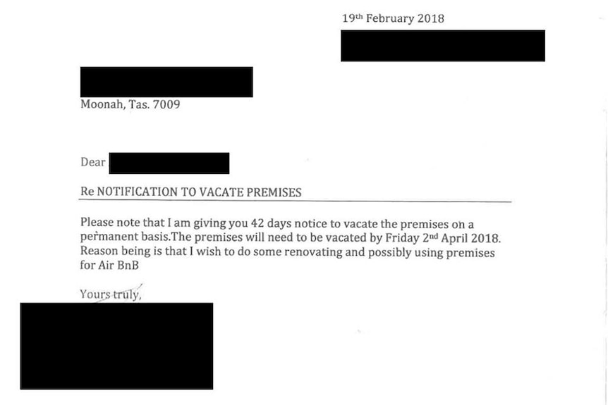 Letter from landlord to tenants giving notice
