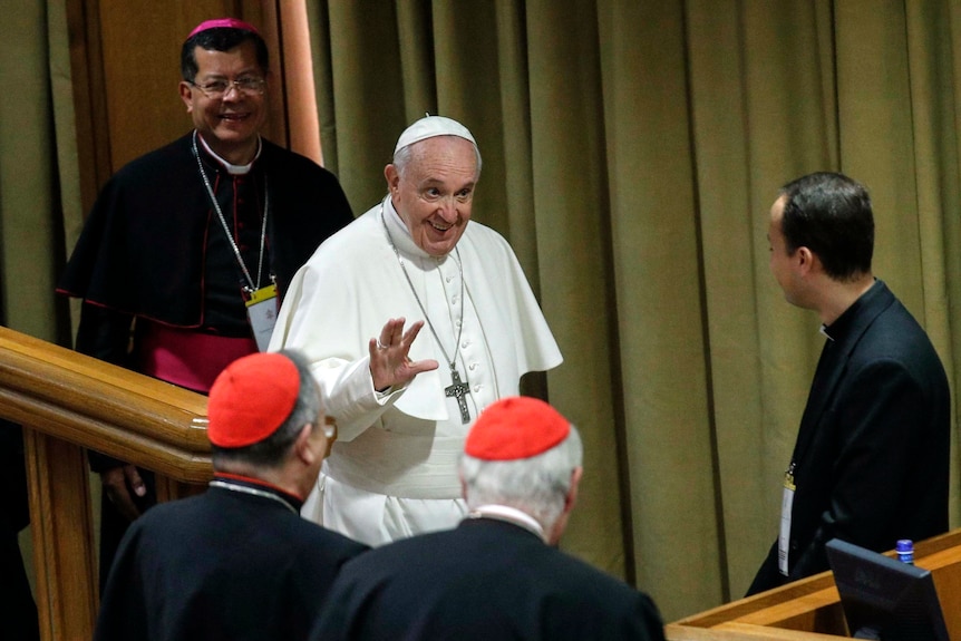 Pope Francis at the Vatican conference dealing with sex abuse