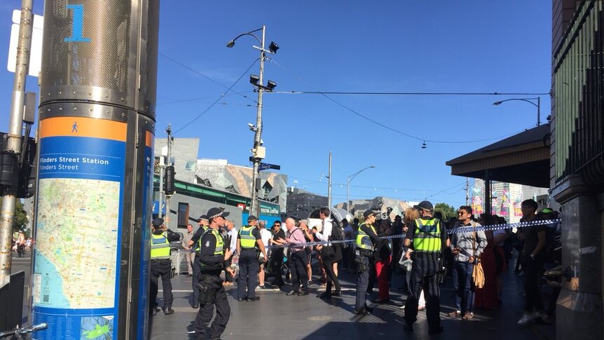 Victoria Police have cordoned off access to Flinders Street