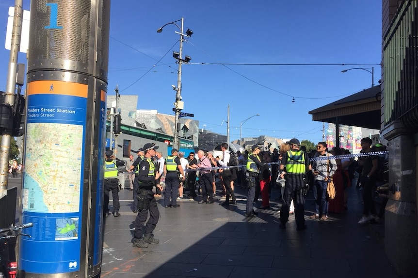 Victoria Police have cordoned off access to Flinders Street