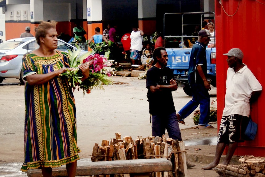 Outside the main market in Port Vila.