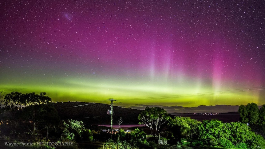 Aurora australis seen from Carlton in Hobart