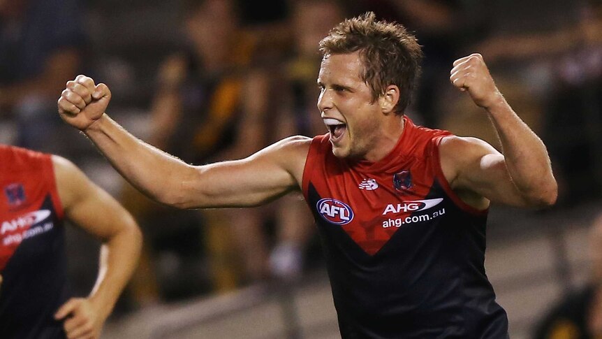 Rohan Bail celebrates a Melbourne goal