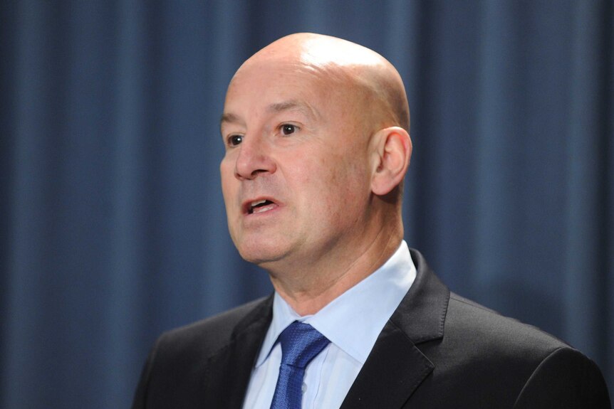 NSW Opposition leader John Robertson speaks to the media during a press conference.
