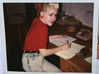 Lissanne Oliver working on set in the 1980s