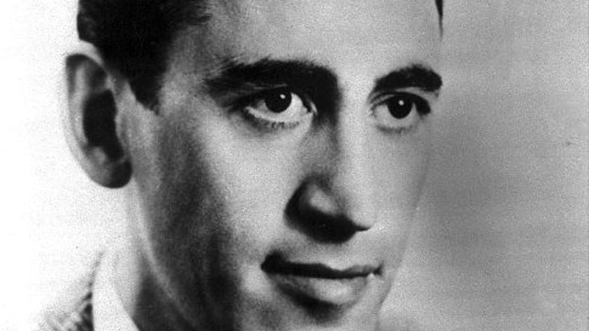 Black and white photo of author JD Salinger