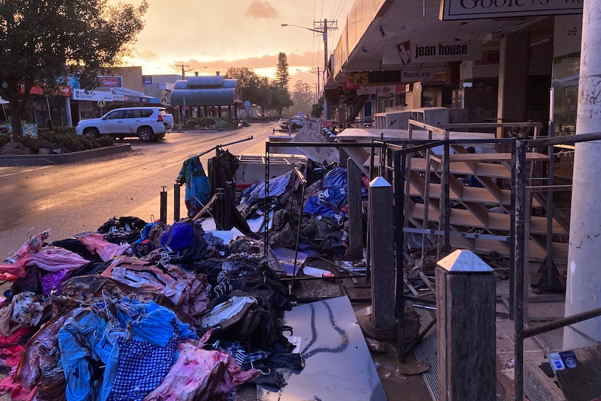 street covered in rubbish