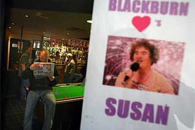 Locals in the Scottish town of Blackburn show support for Susan Boyle