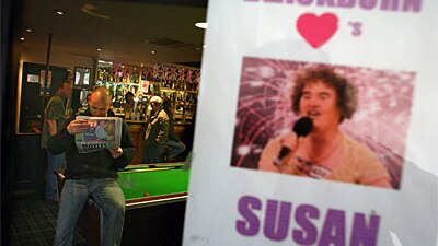 Locals in the Scottish town of Blackburn show support for Susan Boyle
