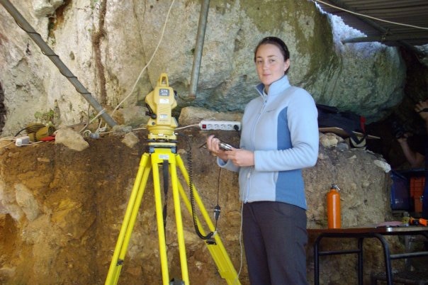 Michelle Langley working at a Middle Palaeolithic site in southern France