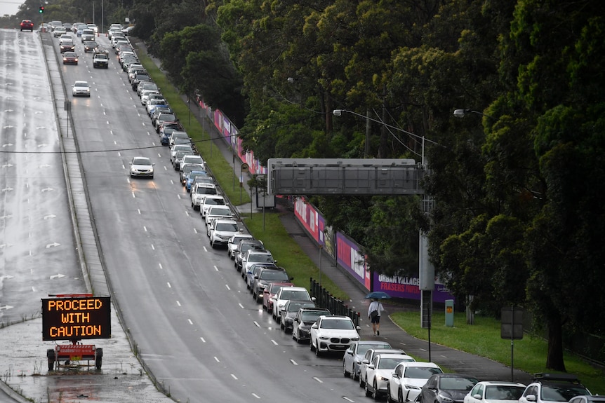 A queue of cars