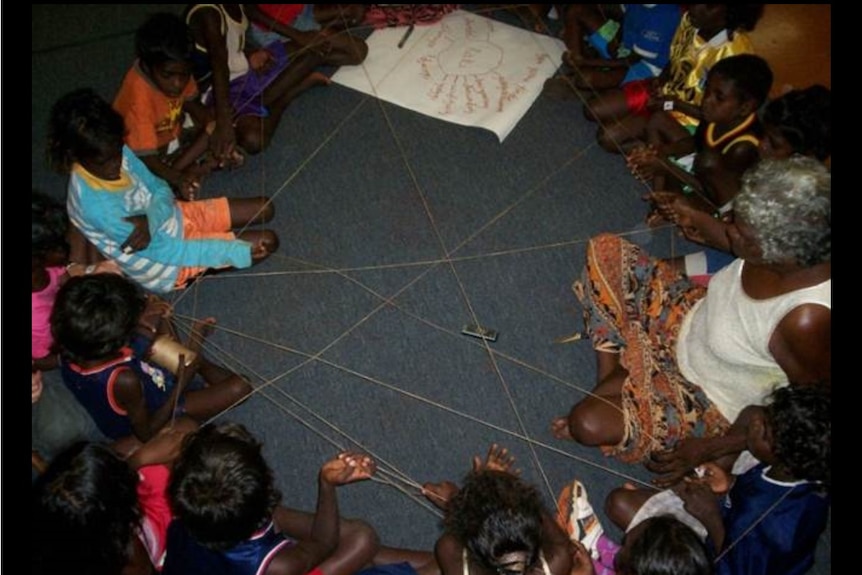 Students at Yirrkala School explore kinship relationships using string