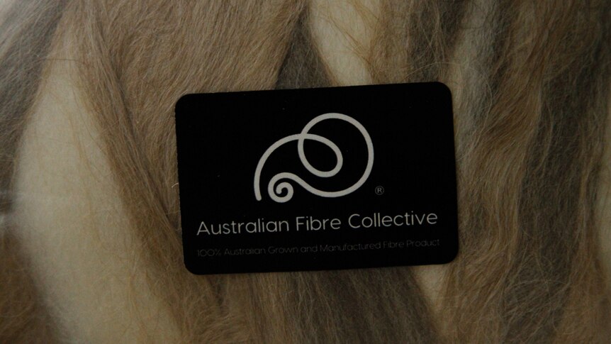 Close up of Australian Fibre Collective logo on a packet of wool.