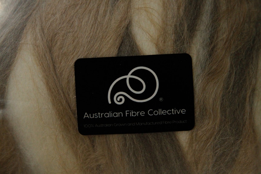 Close up of Australian Fibre Collective logo on a packet of wool.