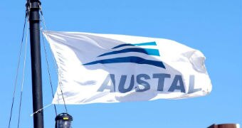 The flag of Austal shipbuilders.