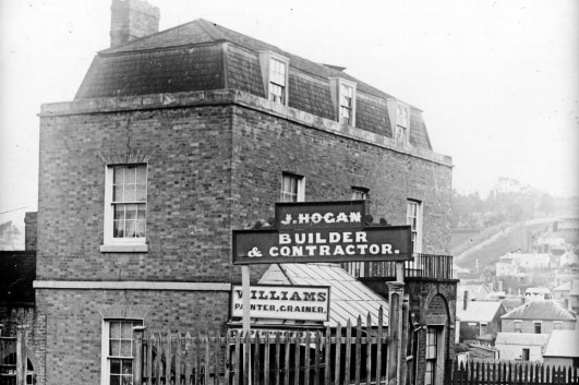 A black-and-white image of a historic home which once belonged to George Augustus Robinson