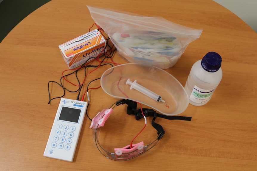 Various medical aids on a table