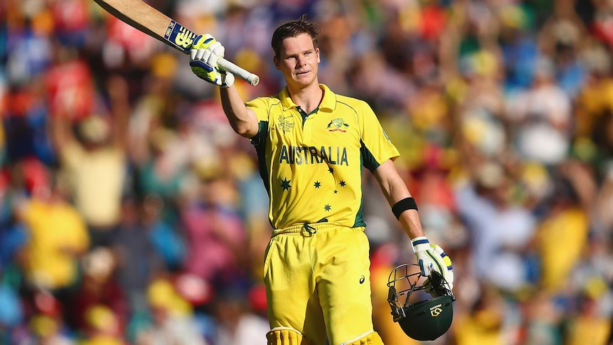 Smith celebrates century against India