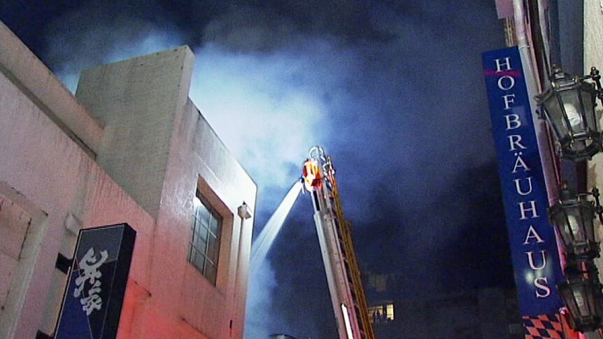 Fire crews tackle a Chinatown blaze in Melbourne