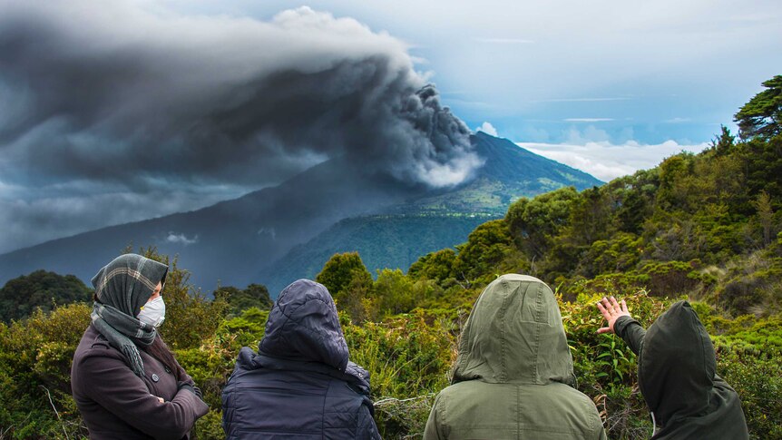 People look at Costa Rica's erupting Turrialba