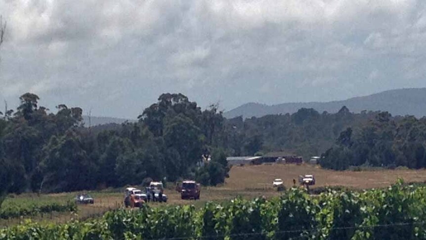 The scene of a an ultralight plane crash on a property near Beaconsfield.