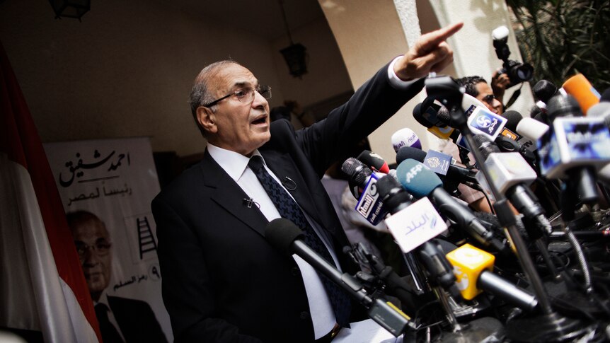 Restore the revolution ... Ahmed Shafiq speaks ahead of the presidential run-off.