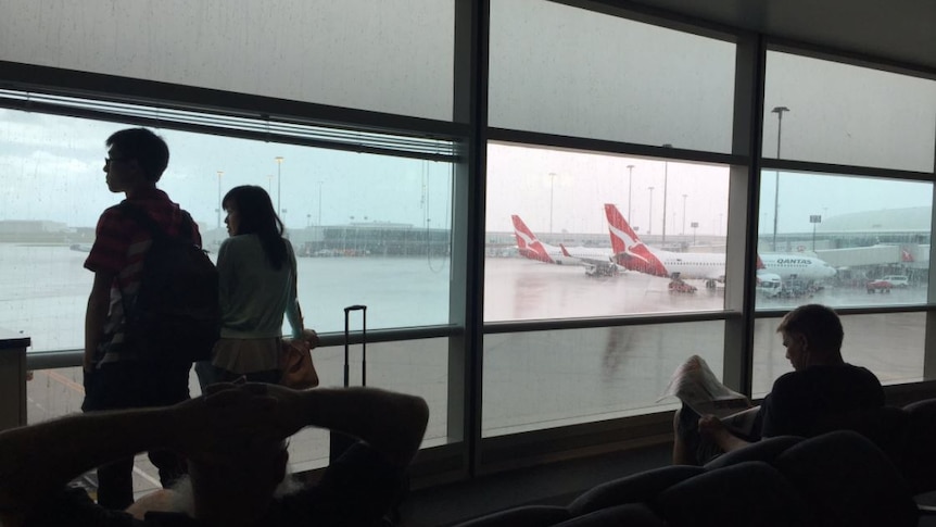 Hail at Brisbane airport on November 7, 2017.