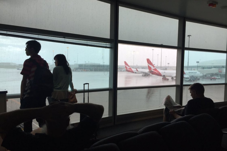 Hail at Brisbane airport on November 7, 2017.