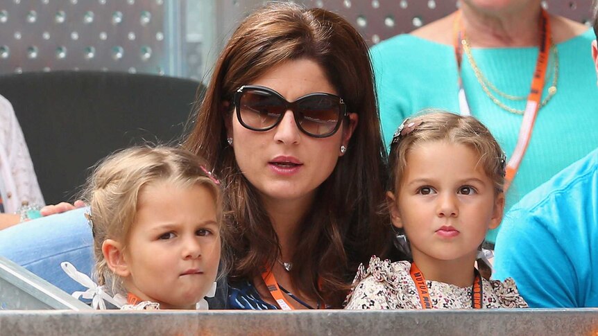 Mirka Federer with her two daughters