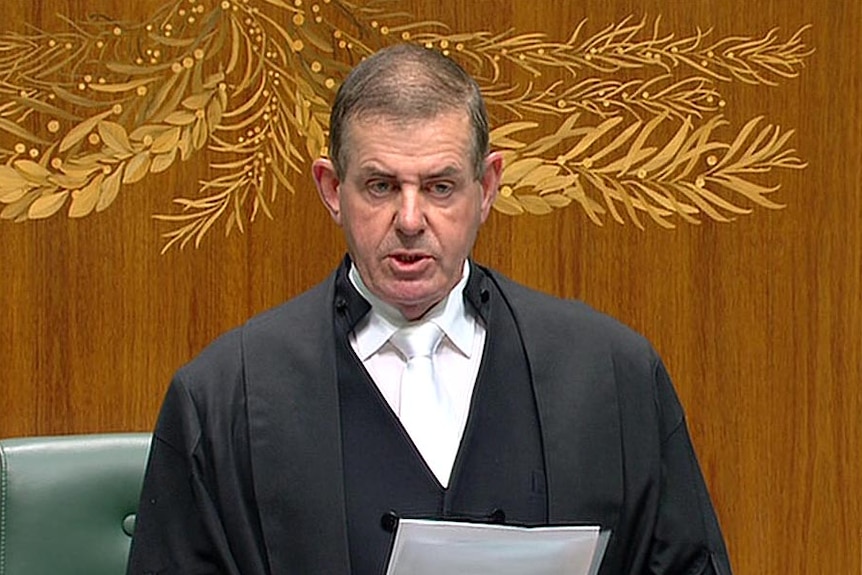 Speaker of the House, Peter Slipper, addresses Parliament, indicating he will stand down as Speaker.