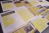 Newspaper clippings and media releases highlighted in yellow to indicate identical text.
