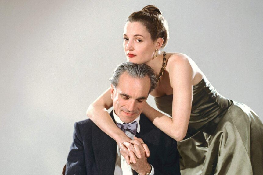 Vicky Krieps and Daniel Day-Lewis photographed together in the film, Phantom Thread