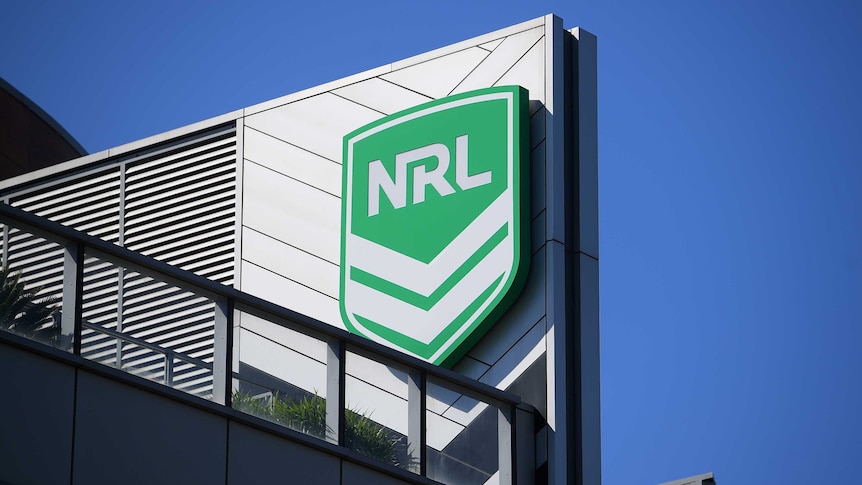 The NRL logo pictured outside Rugby League Central in Sydney.