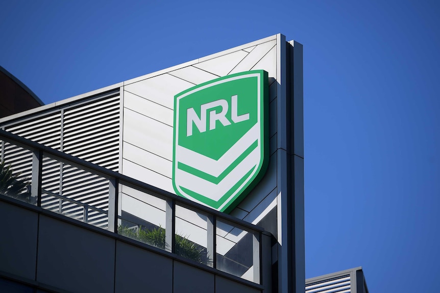 The NRL logo pictured outside Rugby League Central in Sydney.